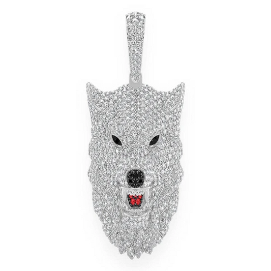 14K Yellow gold 4.75CTW Wolf Head Pendant  customdiamjewel   