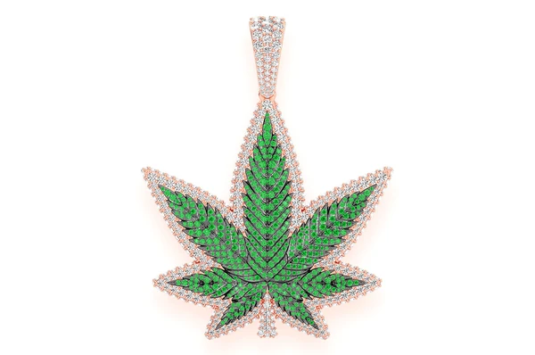 7.75CTW Gold Green Cannabis Leaf Pendant  customdiamjewel   