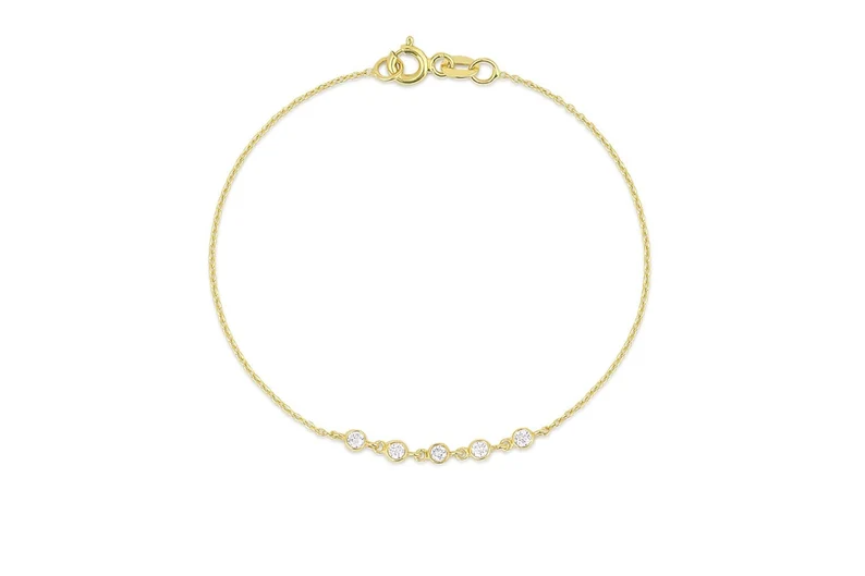 5 Link Floating Lab Grown Diamonds Bracelet  customdiamjewel Sterling Silver Yellow Gold VVS-EF