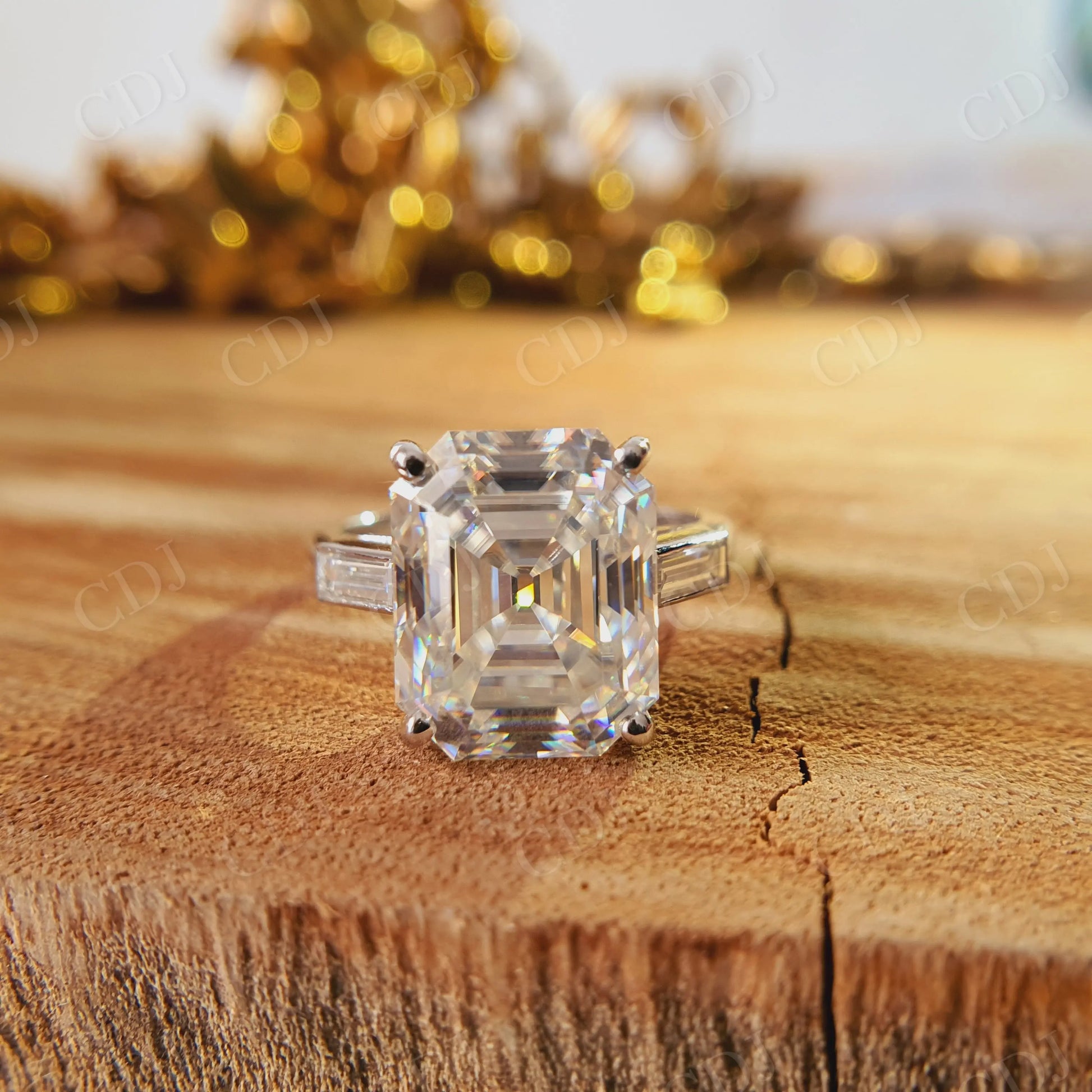 6.95CT Emerald Cut Moissanite Engagement Ring  customdiamjewel   