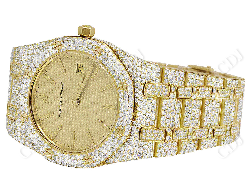 Yellow Gold Hip Hop Diamond Watch (16.75 CTW)  customdiamjewel   