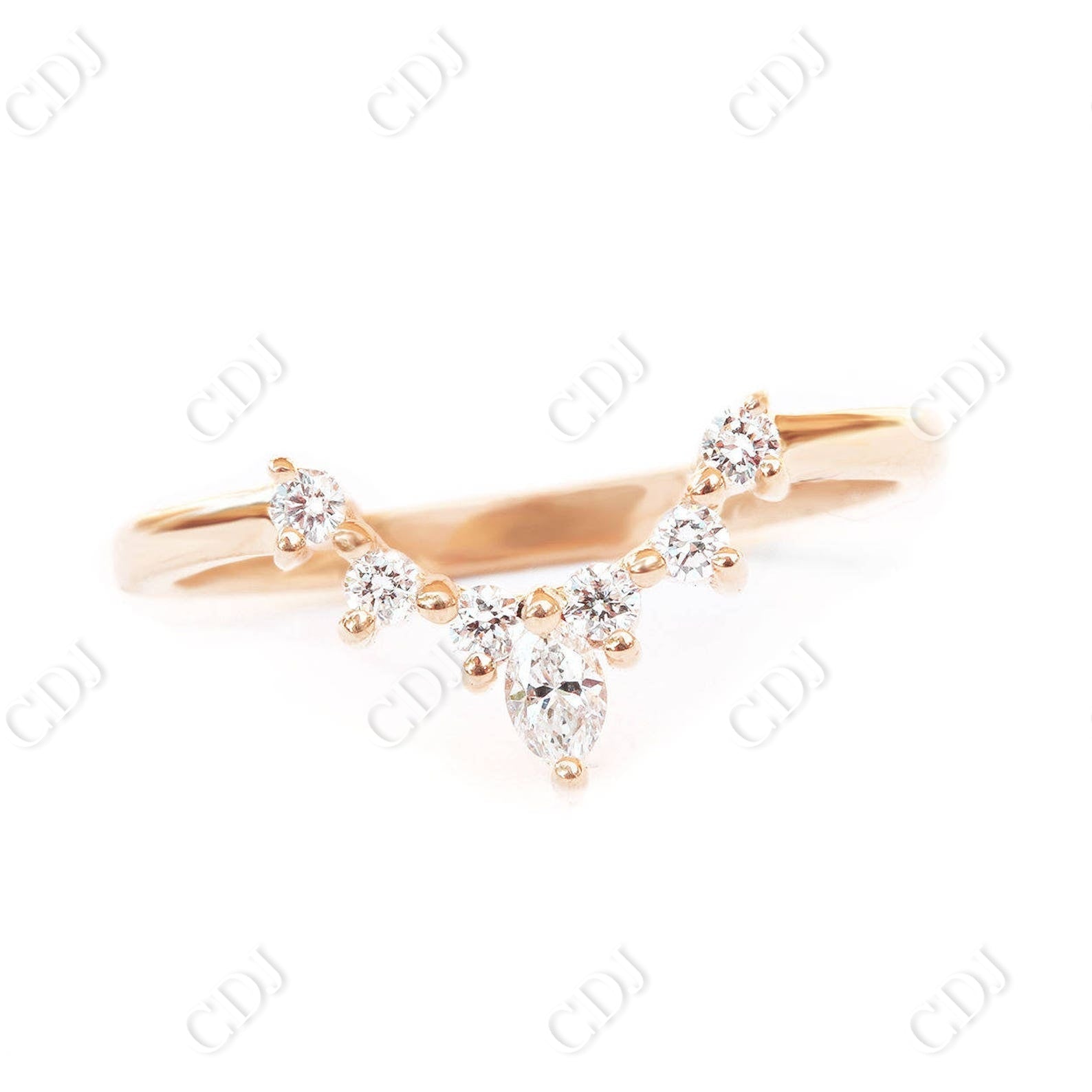 Curved Moissanite Wedding Band For Women  customdiamjewel 10KT Rose Gold VVS-EF