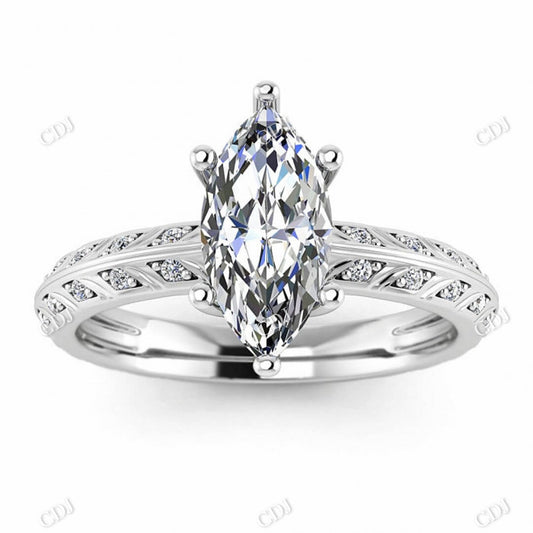 Unique Knife Edge Marquise Moissanite White Gold Diamond Ring  customdiamjewel 10KT White Gold VVS-EF