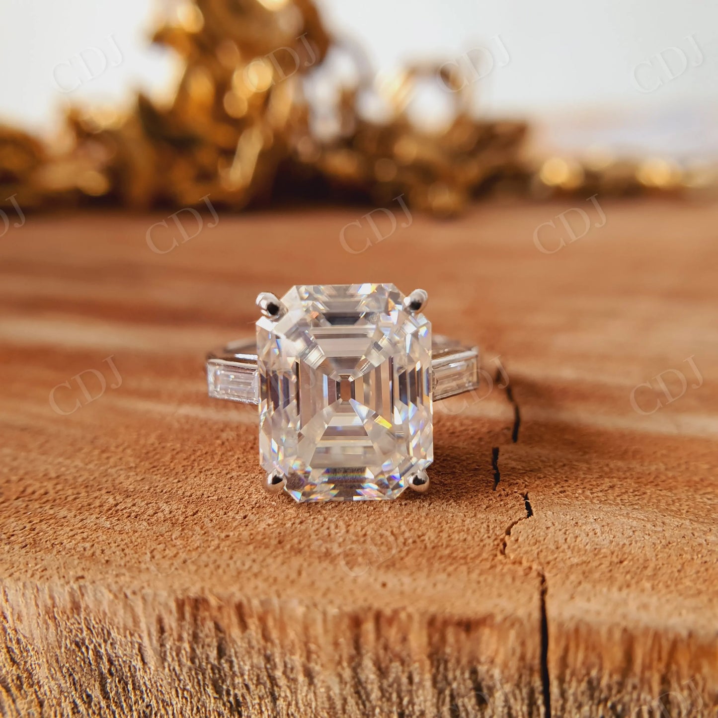 6.95CT Emerald Cut Moissanite Engagement Ring  customdiamjewel   