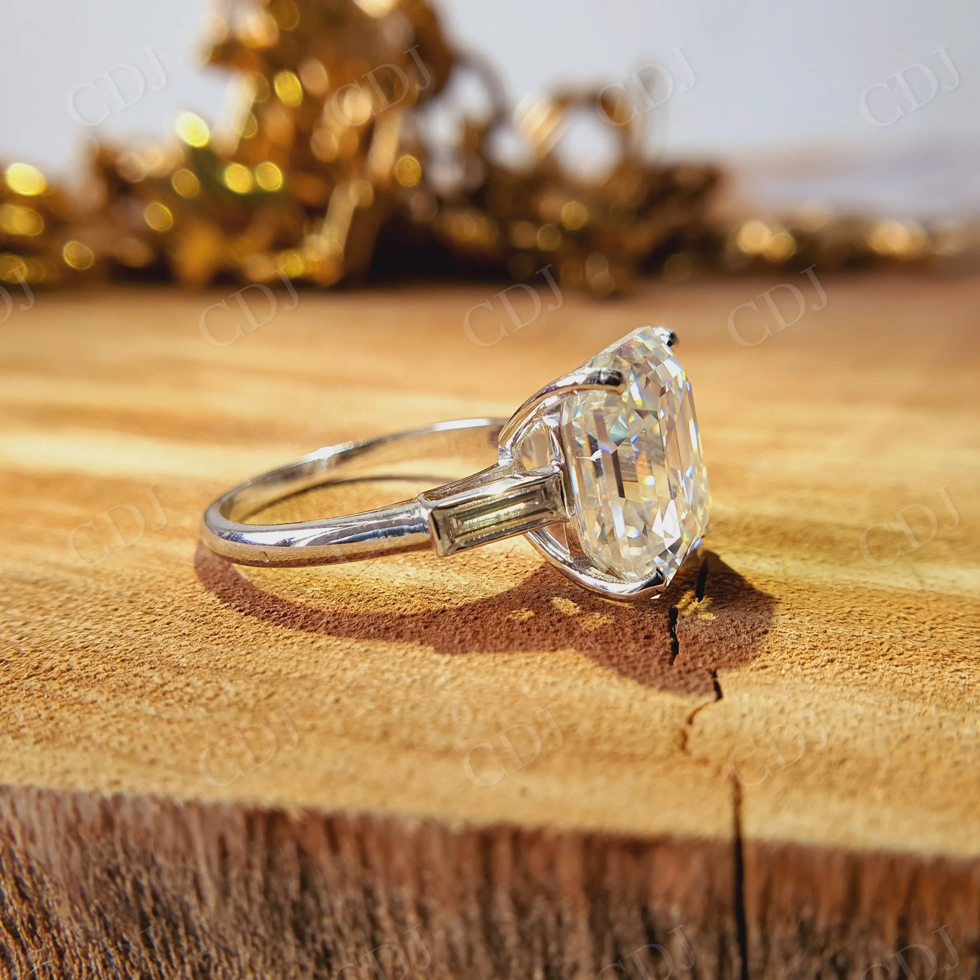 6.95CT Emerald Cut Moissanite Engagement Ring  customdiamjewel   