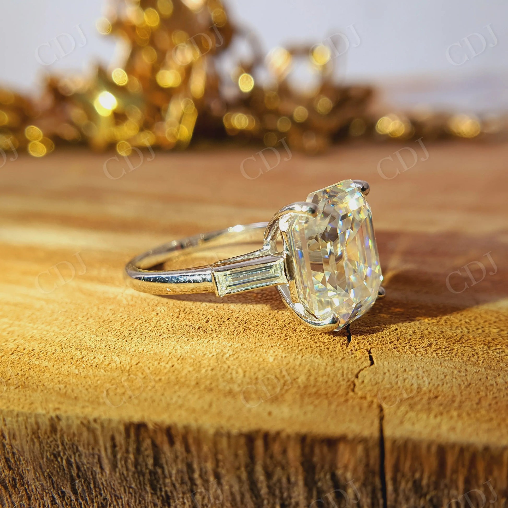 6.95CT Emerald Cut Moissanite Engagement Ring  customdiamjewel   