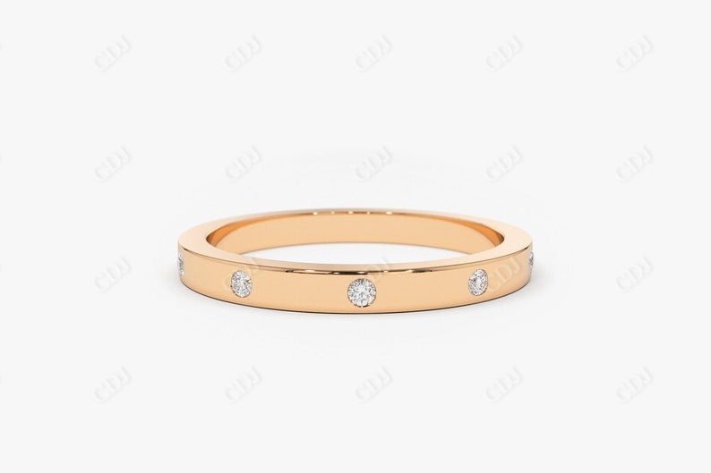 0.12CTW Lab Grown Diamond Stacking Gold Wedding Band  customdiamjewel 10KT Rose Gold VVS-EF