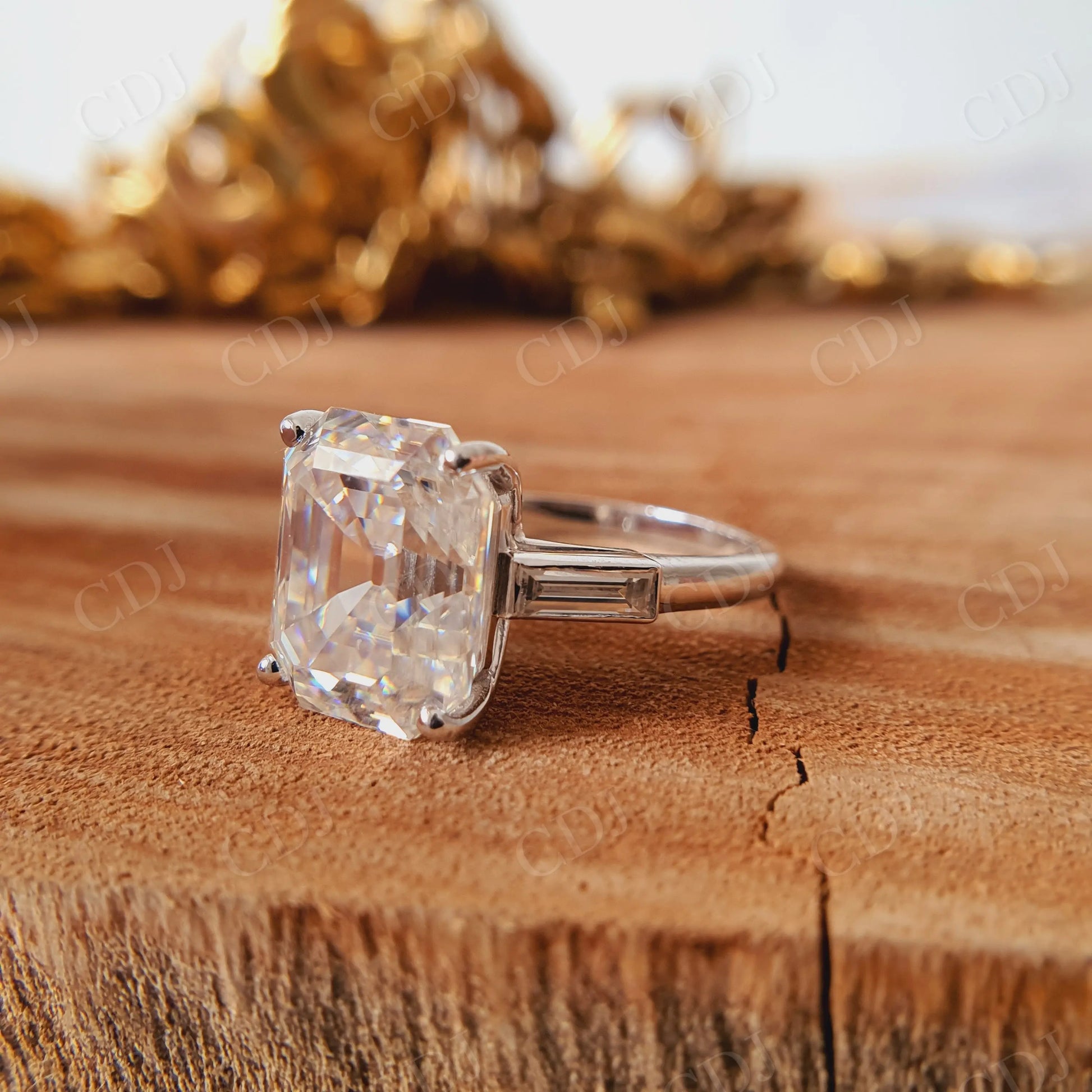 6.95CT Emerald Cut Moissanite Engagement Ring  customdiamjewel   