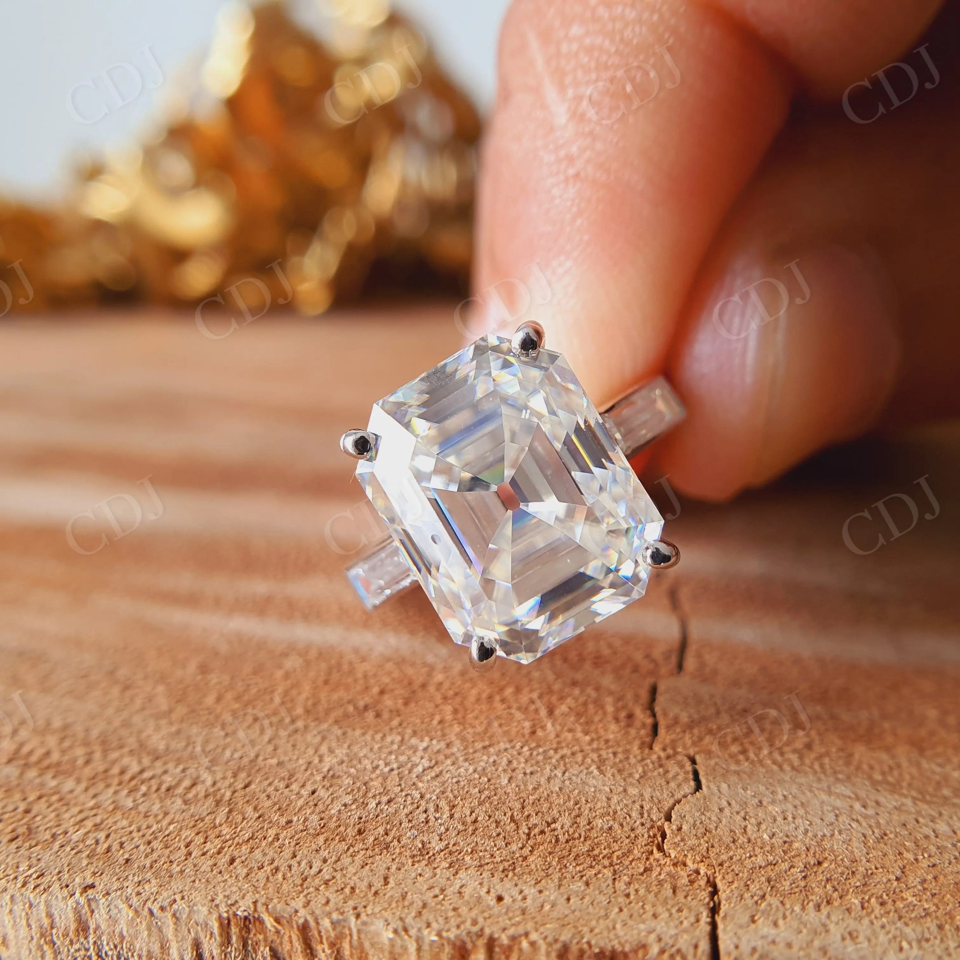 6.95CT Emerald Cut Moissanite Engagement Ring  customdiamjewel   