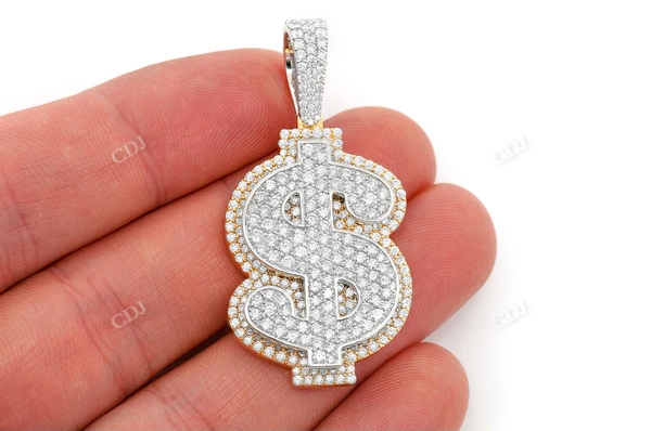 10KT Gold 4.25CTW Layered Dollar Sign Pendant  customdiamjewel   