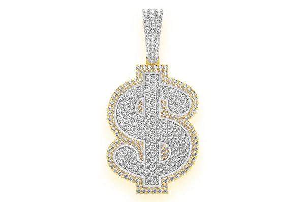 10KT Gold 4.25CTW Layered Dollar Sign Pendant  customdiamjewel   