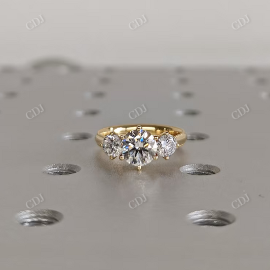 White Gold Three Stone Moissanite Engagement Ring  customdiamjewel 10 KT Yellow Gold VVS-EF