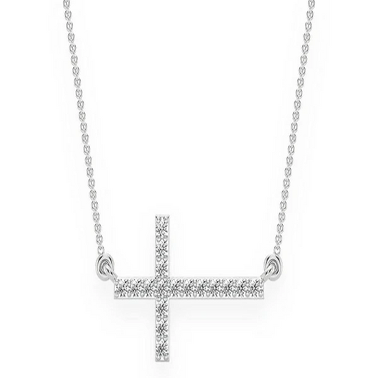 0.10CTW Mini Sideways Cross Necklace Pendant  customdiamjewel   