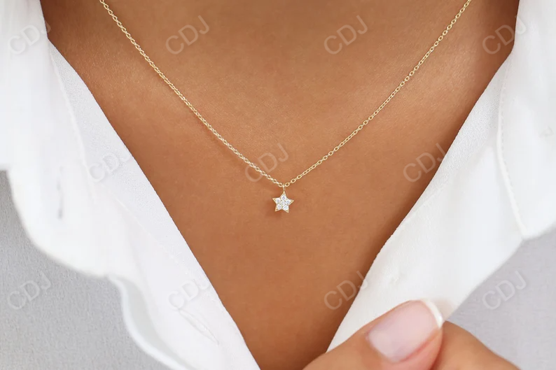 Tiny Star Natural Diamond 14K Solid Gold Bracelet  customdiamjewel   