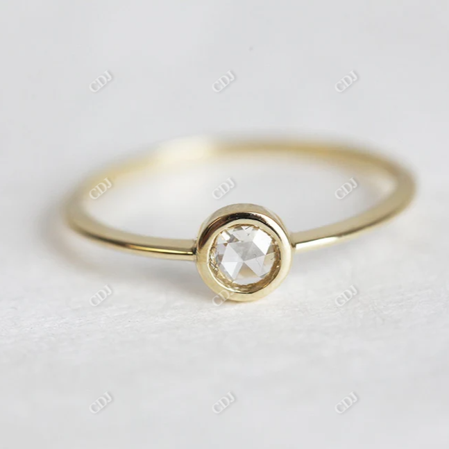 0.22CT Rose Cut Moissanite Solitaire Ring  customdiamjewel 10KT Yellow Gold VVS-EF