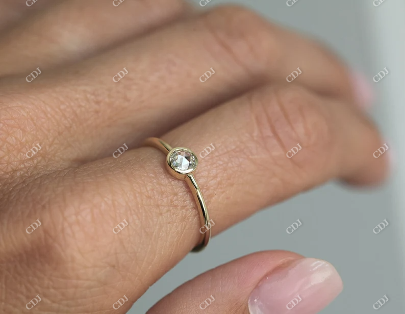 0.22CT Rose Cut Moissanite Solitaire Ring  customdiamjewel   