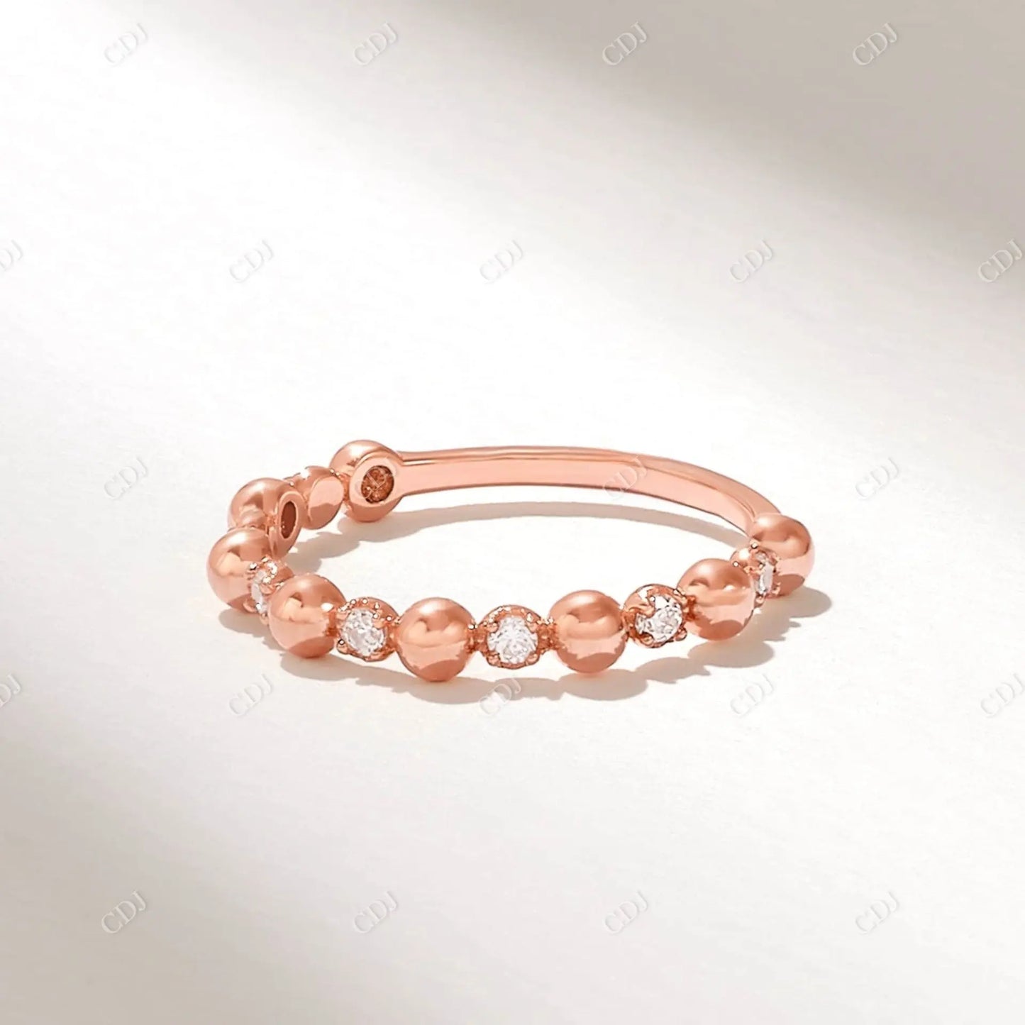 Solid Gold 0.21CTW Round Lab Grown Diamond Ball Ring  customdiamjewel 10KT Rose Gold VVS-EF