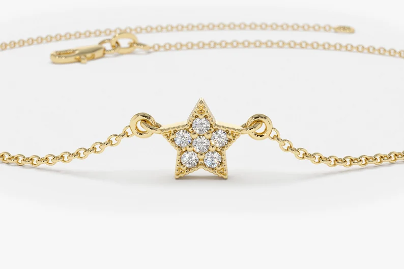 Tiny Star Lab Grown Diamond Bracelet  customdiamjewel   