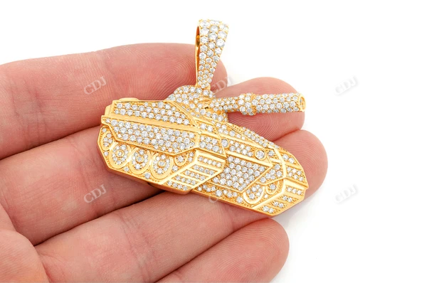 4.25CTW Large Armored Combat Tank Pendant  customdiamjewel   