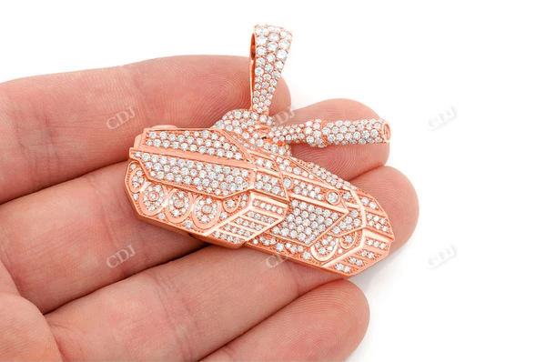 4.25CTW Large Armored Combat Tank Pendant  customdiamjewel   