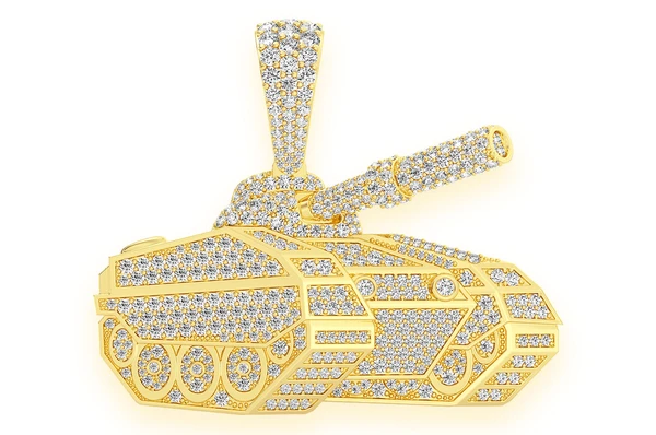 4.25CTW Large Armored Combat Tank Pendant  customdiamjewel   