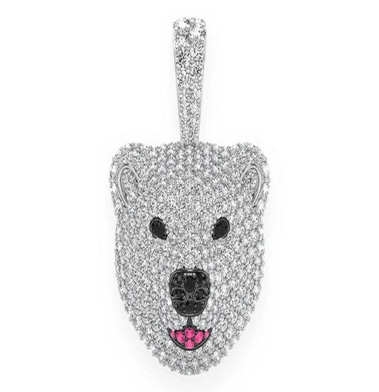 2.33CTW Icy Polar Bear Head Pendant  customdiamjewel   