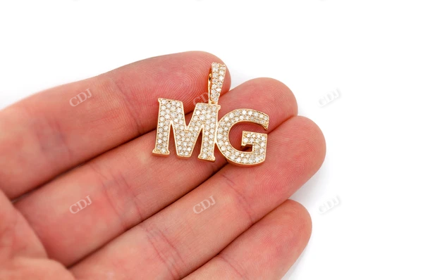 1.33CTW Custom Heavy Letter Nameplate Pendant  customdiamjewel   