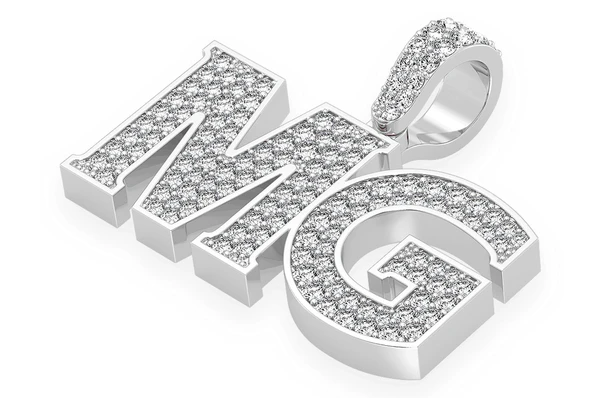 1.33CTW Custom Heavy Letter Nameplate Pendant  customdiamjewel   