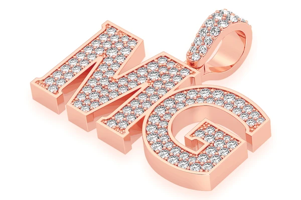 1.33CTW Custom Heavy Letter Nameplate Pendant  customdiamjewel   