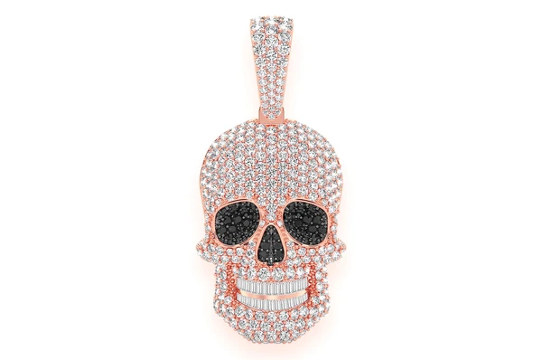 5.15CTW Baguette Diamond Teeth Skull Pendant  customdiamjewel   