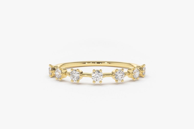 0.27CTW Antique Natural Diamond Stackable Minimalist Band  customdiamjewel 10KT Yellow Gold VVS-EF