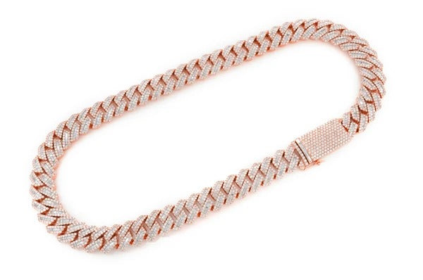 Baguette Diamond Miami Cuban Link Chain Necklace  customdiamjewel   