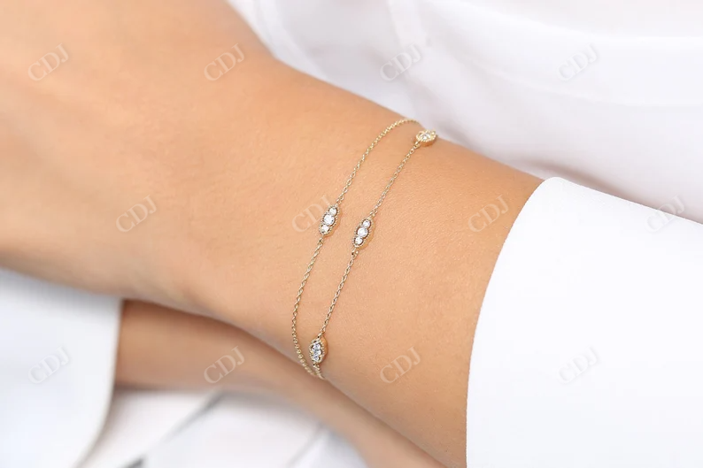 14K Gold Natural Diamond Delicate Bracelet For Women  customdiamjewel   