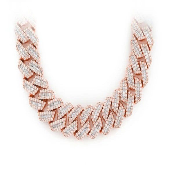 Baguette Diamond Miami Cuban Link Chain Necklace  customdiamjewel   