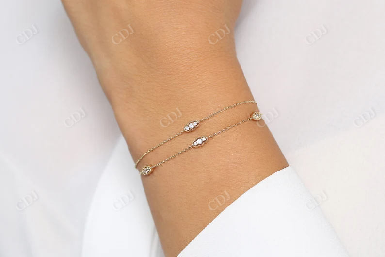 14K Gold Natural Diamond Delicate Bracelet For Women  customdiamjewel   