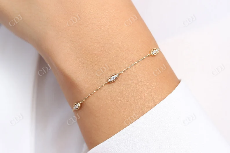 14K Gold Natural Diamond Delicate Bracelet For Women  customdiamjewel   