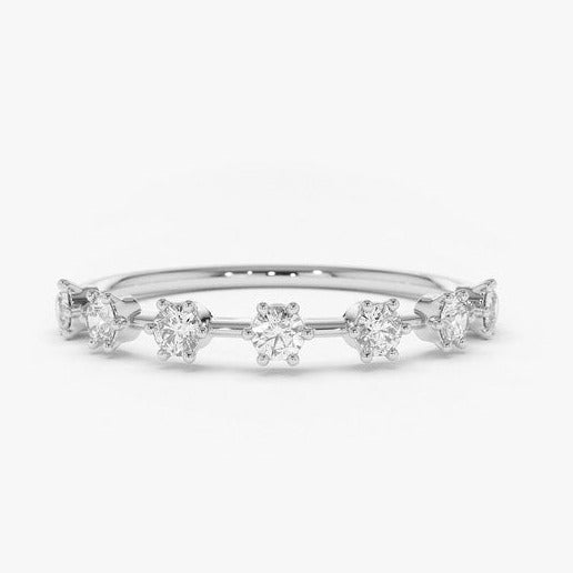 0.27CTW Antique Natural Diamond Stackable Minimalist Band  customdiamjewel 10KT White Gold VVS-EF