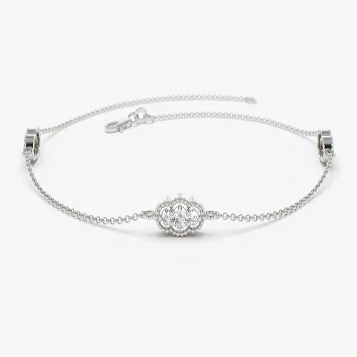 Delicate Trio Diamond Link Bracelet for Women  customdiamjewel 10 KT Solid Gold White Gold VVS-EF