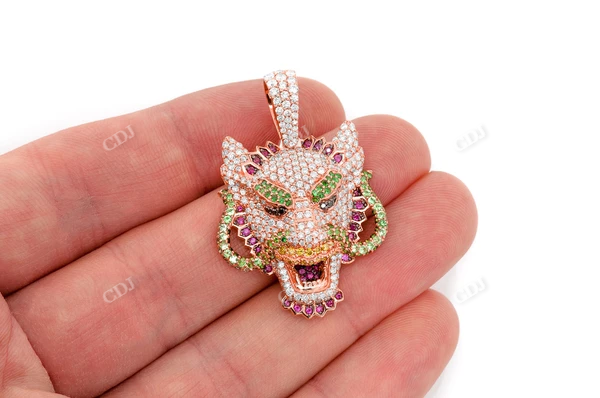 3.75CTW Gold Asian Dragon Pendant  customdiamjewel   