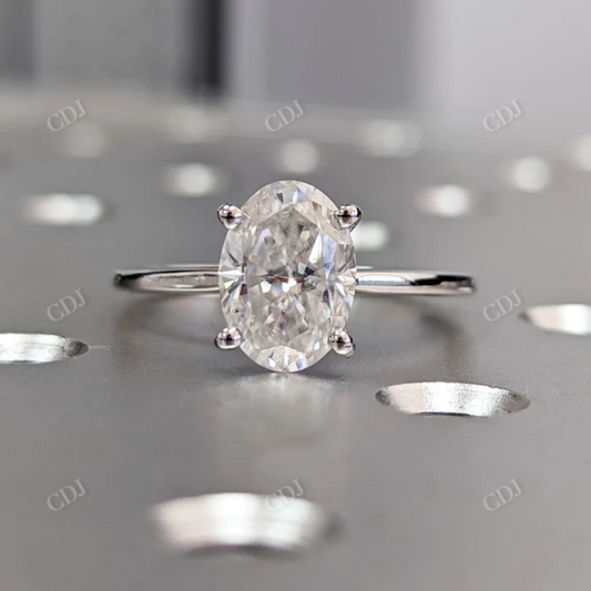 White Gold Solitaire Moissanite Engagement Ring  customdiamjewel 10 KT White Gold 