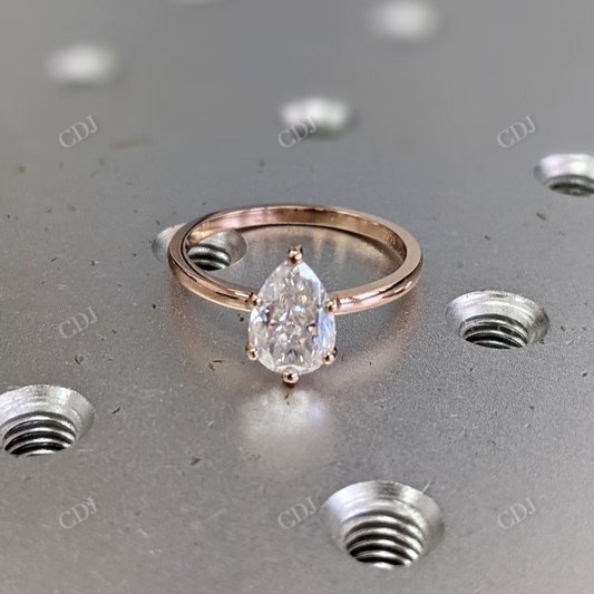 Tear Drop Solitaire Engagement Ring, Stacking Moissanite Ring  customdiamjewel 10 KT Rose Gold VVS-EF