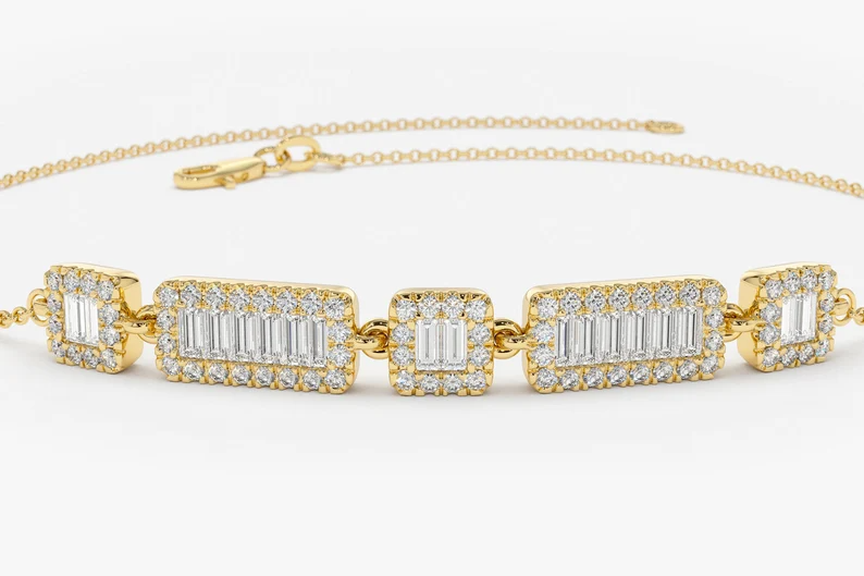 Luxury Baguette Lab Grown Diamond Bracelet  customdiamjewel   