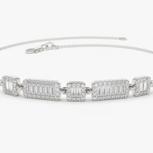 Luxury Baguette Lab Grown Diamond Bracelet  customdiamjewel   