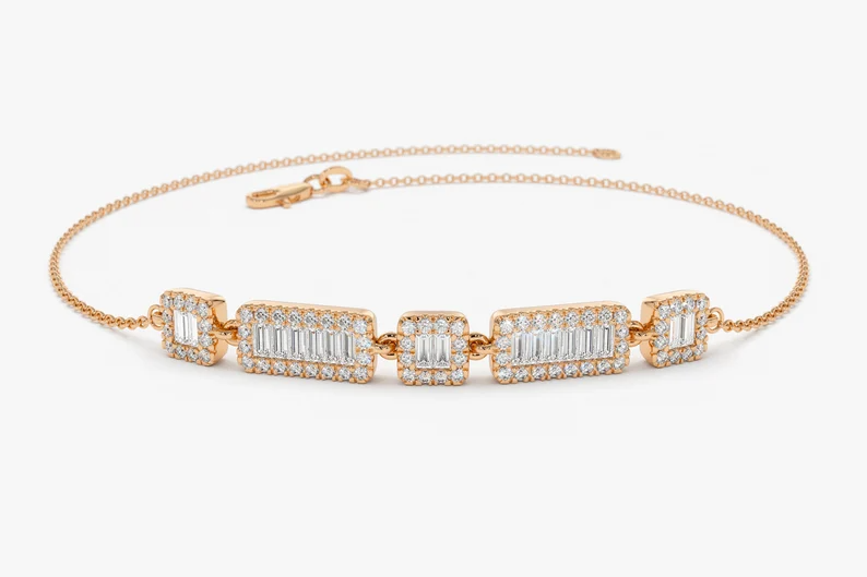 Luxury Baguette Lab Grown Diamond Bracelet  customdiamjewel   