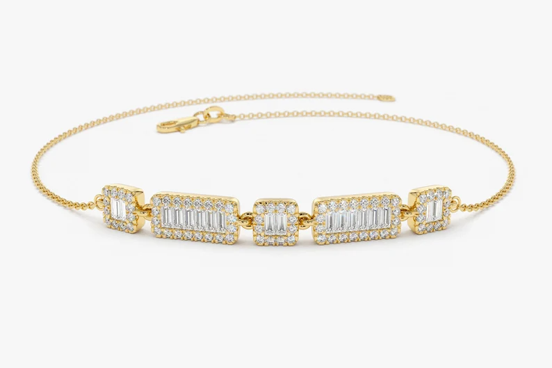 Luxury Baguette Lab Grown Diamond Bracelet  customdiamjewel   