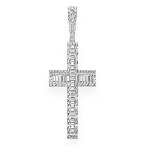 4.00CTW Baguette Diamond Cross Pendant  customdiamjewel   