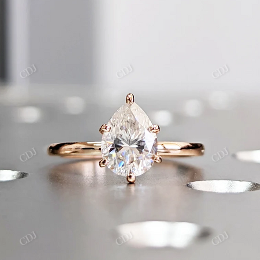 Simple Solitaire Tear Drop Moissanite Engagement Ring  customdiamjewel 10 KT Rose Gold VVS-EF