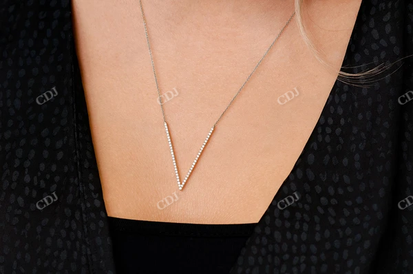 0.33CTW  Diamond V Shape Necklace Pendant  customdiamjewel   