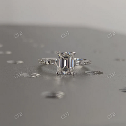 Unique White Gold Three Stone Moissanite Engagement Ring  customdiamjewel 10 KT White Gold VVS-EF