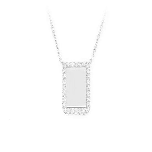 0.15CTW Rectangle Diamond Border Necklace Pendant  customdiamjewel   